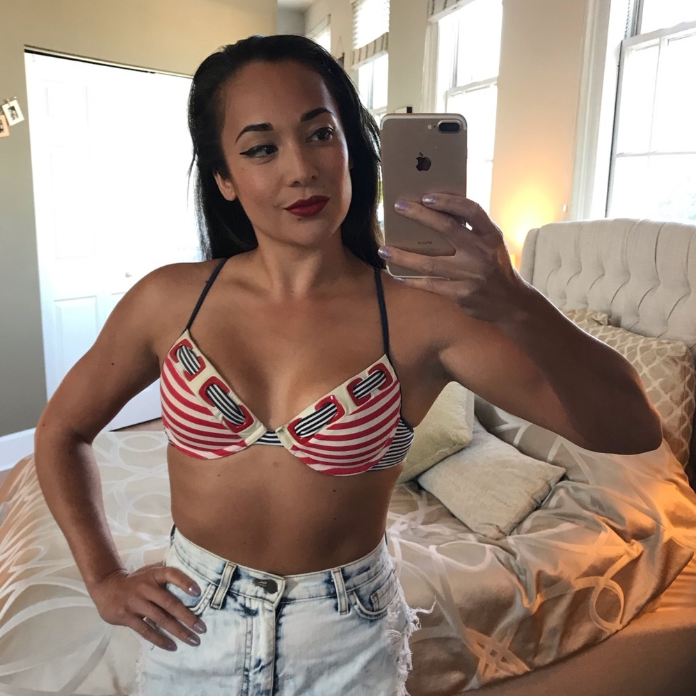 Nanette Lepore Swim Red, White, & Blue Bikini Top